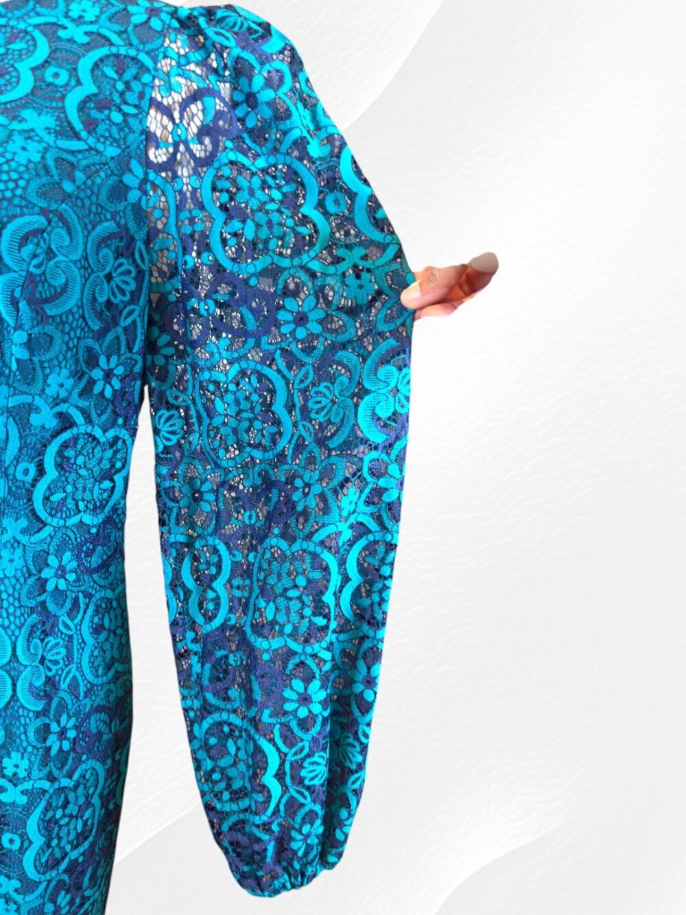 Lilly Pulitzer Georgi Lace Shift Dress Size 12 Valencia Teal Navy Carnival Lace - Picture 4 of 10